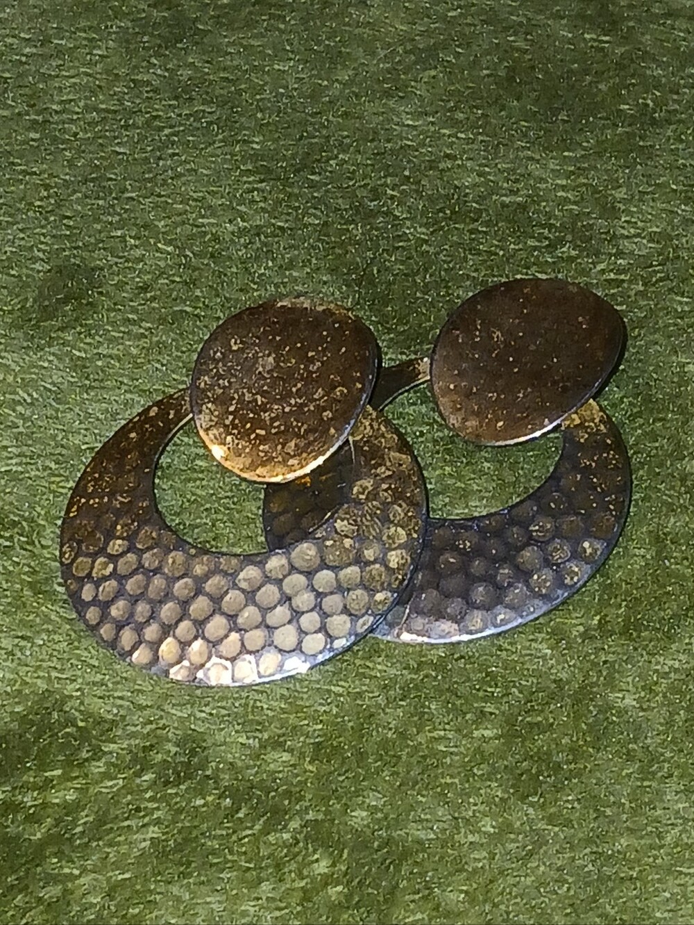 Hammered Vintage Gold-Tone Disc Hoop Earrings From 1955